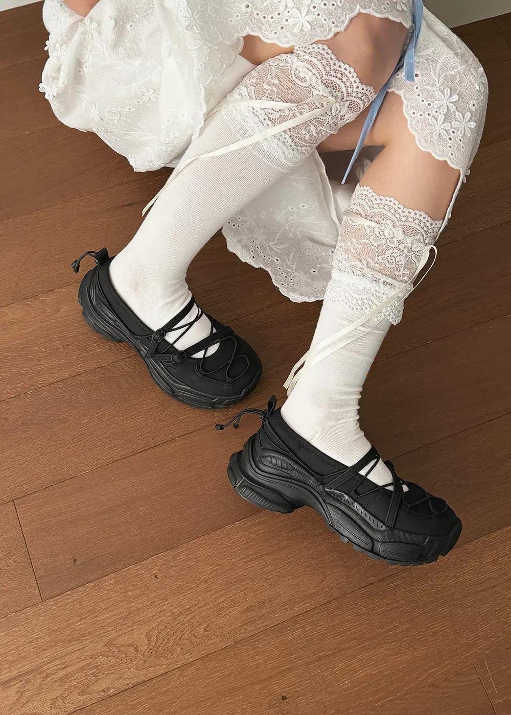 @9584 블랙 225-스토퍼 스니커즈 6cm 러블리 운동화-새상품 8