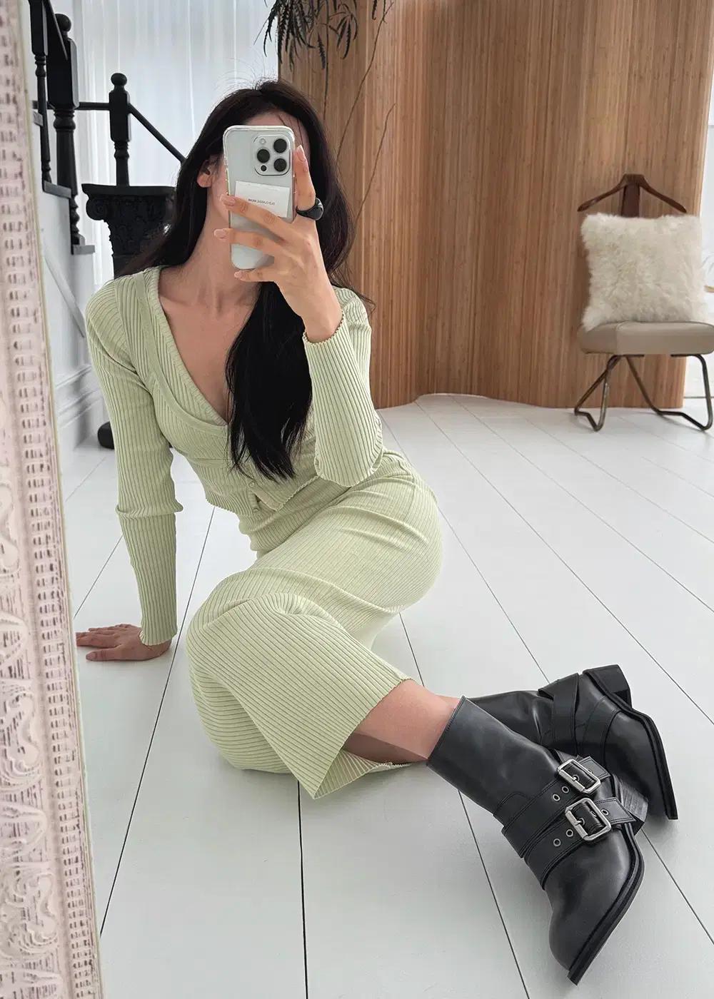 @9524 블랙 240-빅버클 아일렛 스트랩 4cm 미들 반부츠-새상품 12