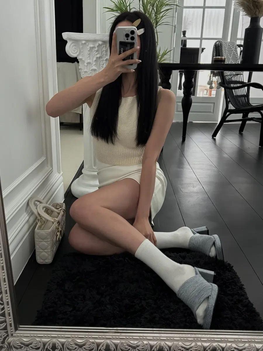 @9477 블랙 230-가보시 7cm 데님 슬리퍼-새상품 11