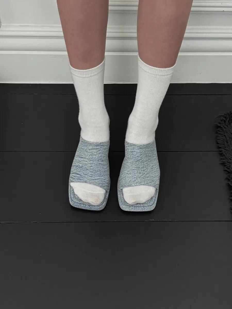 @9477 블랙 225-가보시 7cm 데님 슬리퍼-새상품 10