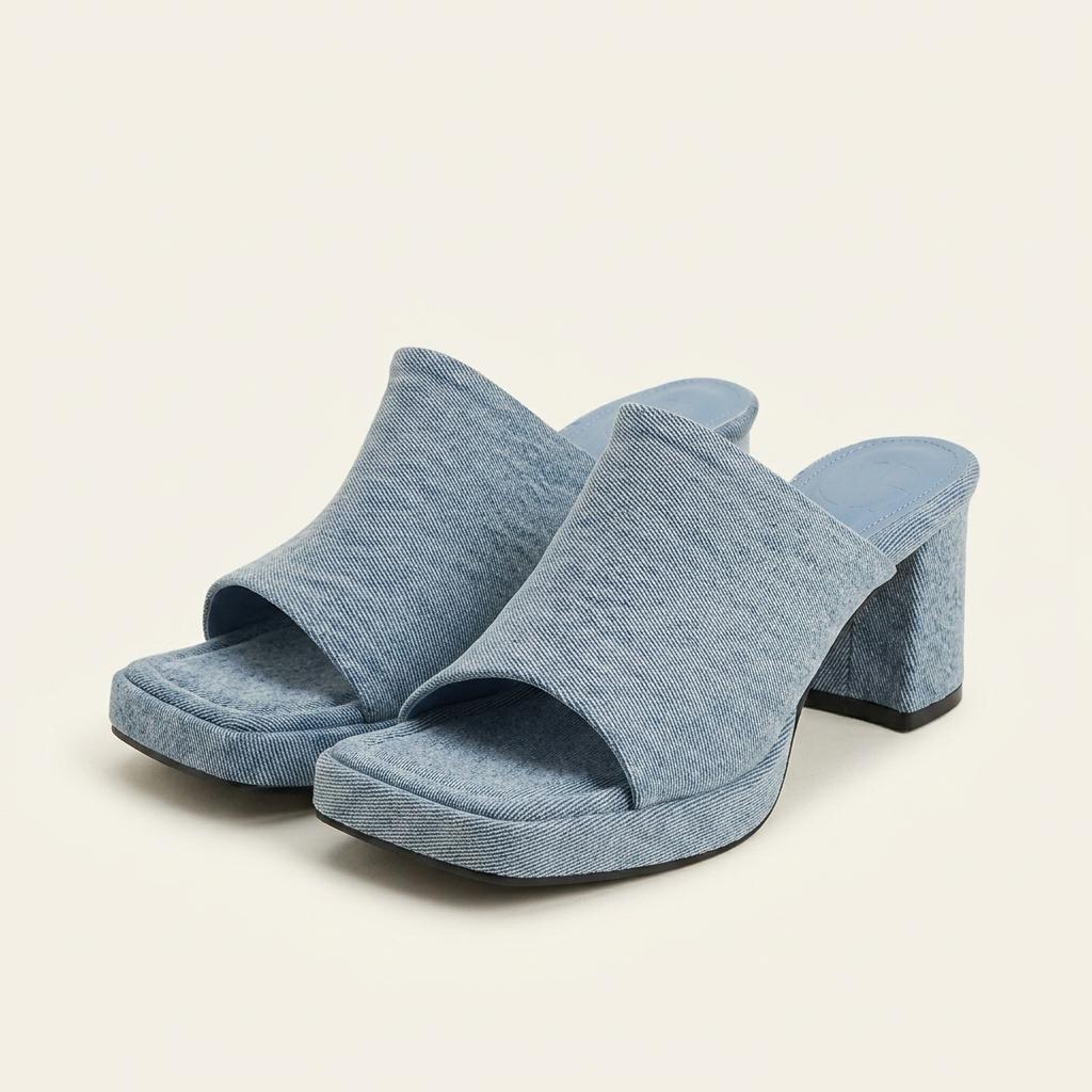 @9477 블루 225-가보시 7cm 데님 슬리퍼-새상품 1