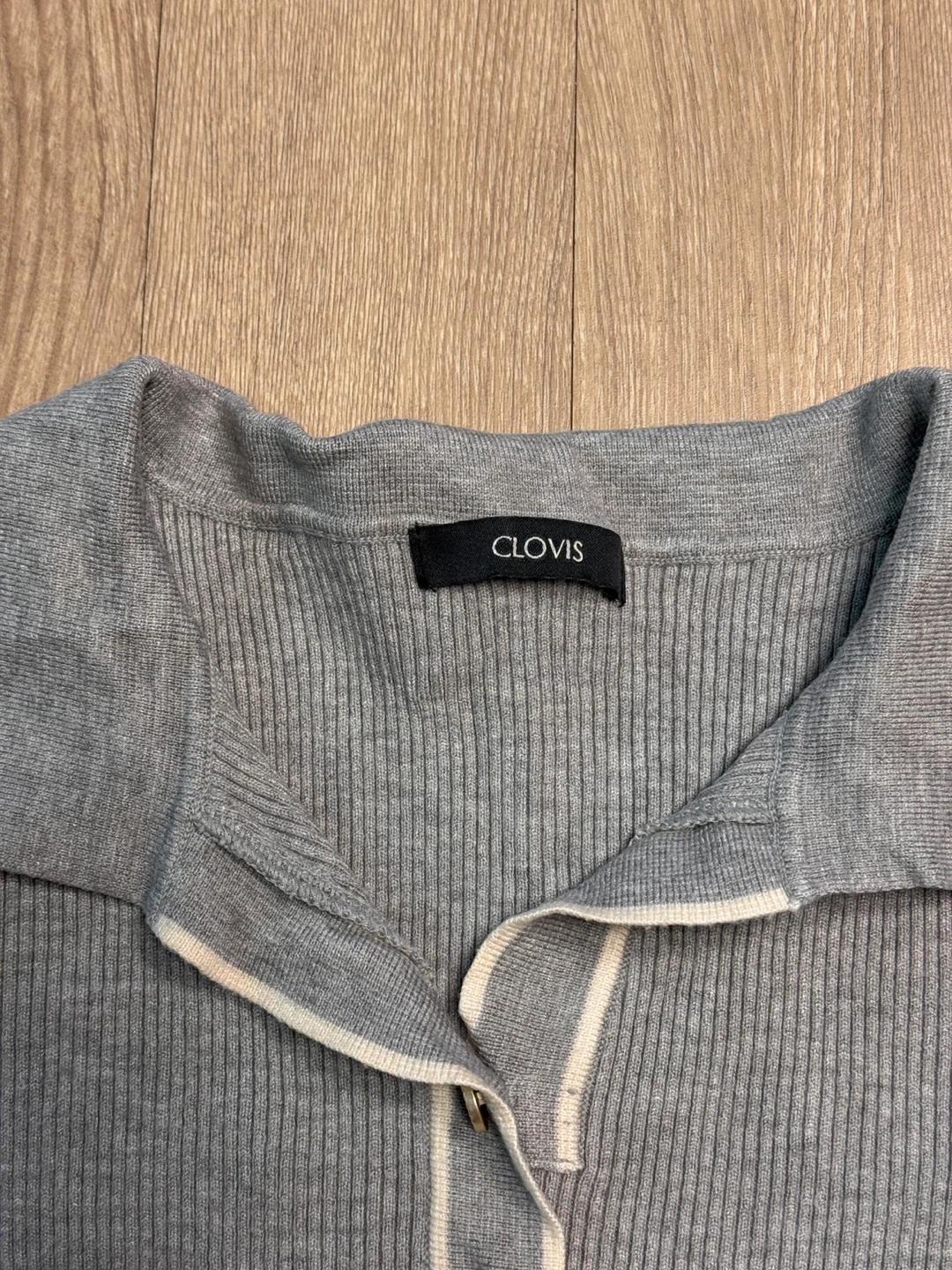 CLOVIS 그레이 배색 니트 가디건 3