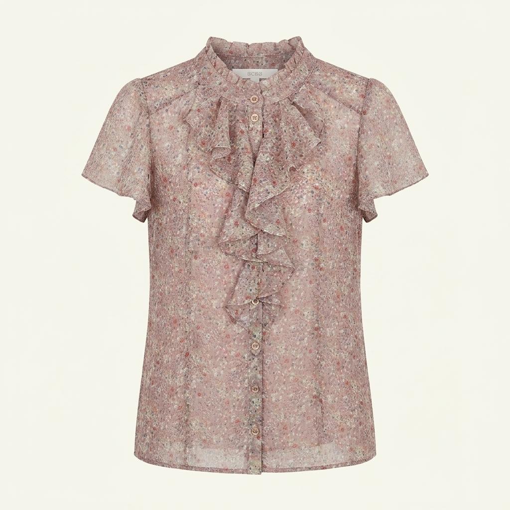 BCBG 잔꽃무늬 프릴 쉬폰 블라우스 66