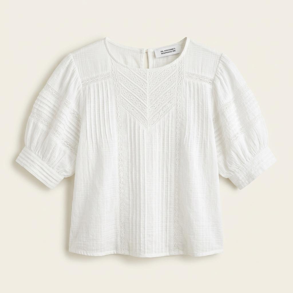 리얼옐로우 화이트 레이스 퍼프 블라우스 1