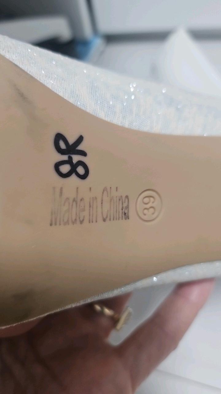 글리터 리본 큐빅 펌프스 힐 아이보리 5