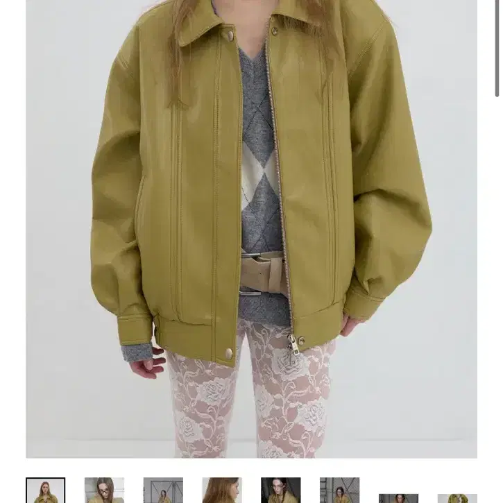 오버듀플레어 VINTAGE LEATHER BLOUSON JACKET_MUSTARD 2