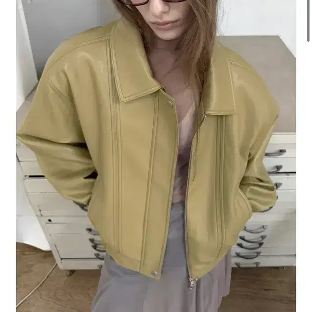 오버듀플레어 VINTAGE LEATHER BLOUSON JACKET_MUSTARD 3