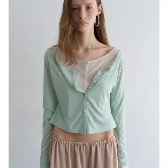 오버듀플레어 WIDE NECK MINI CARDIGAN_MINT 가디건 2