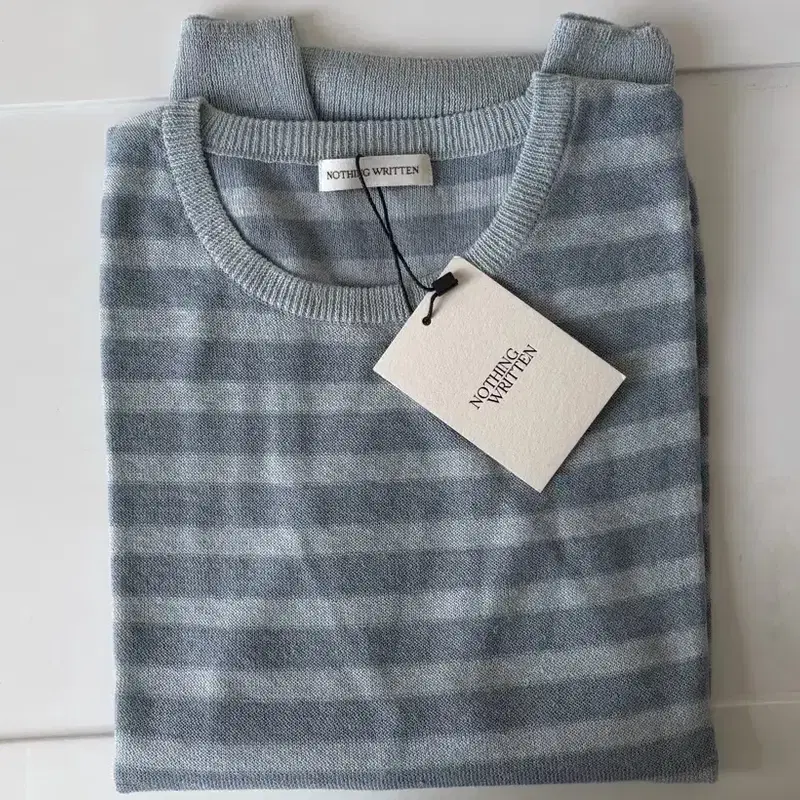 낫띵리튼 veil stripe pullover - sky mist 3
