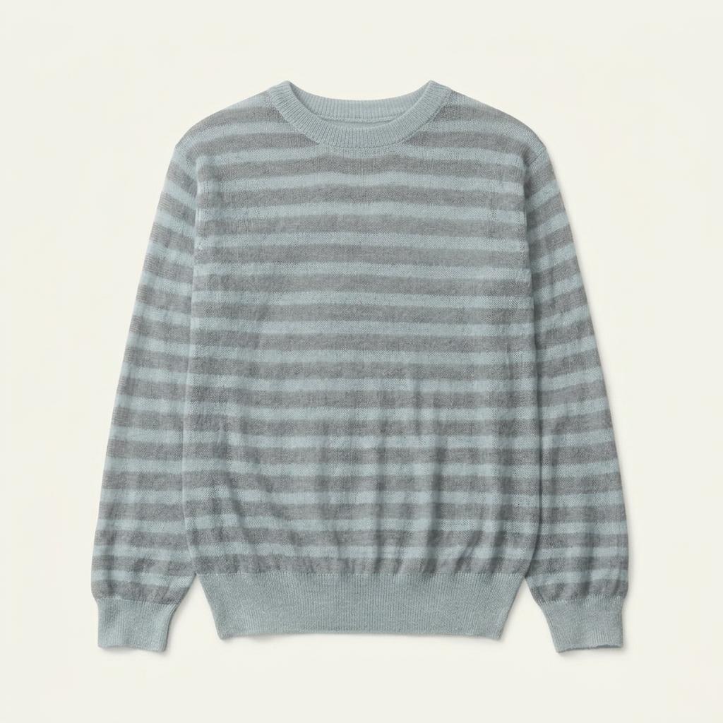 낫띵리튼 veil stripe pullover - sky mist 1