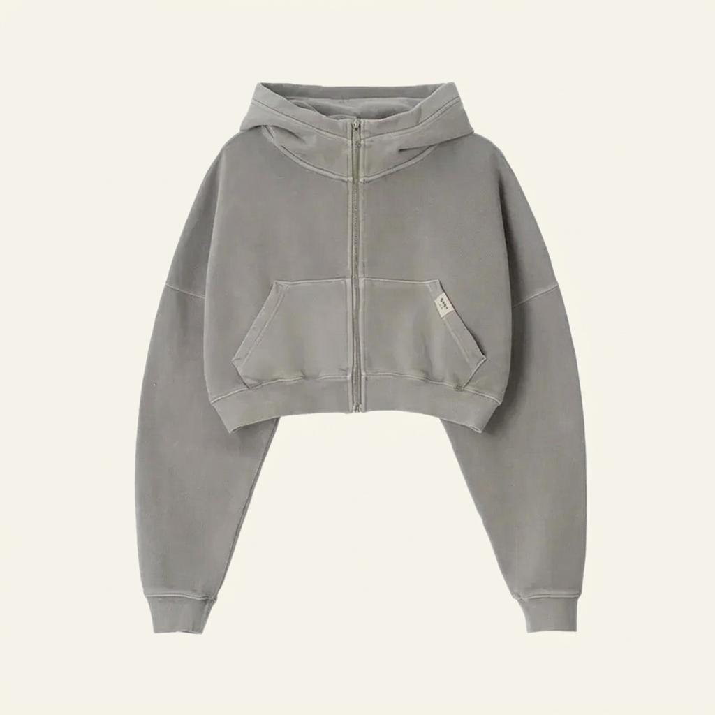 Glowny 글로니 G CLASSIC WASHED 크롭 후드집업 1