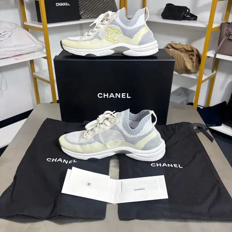 (풀박스/정품)샤넬 CC 니트 스니커즈 G36259 260mm 3