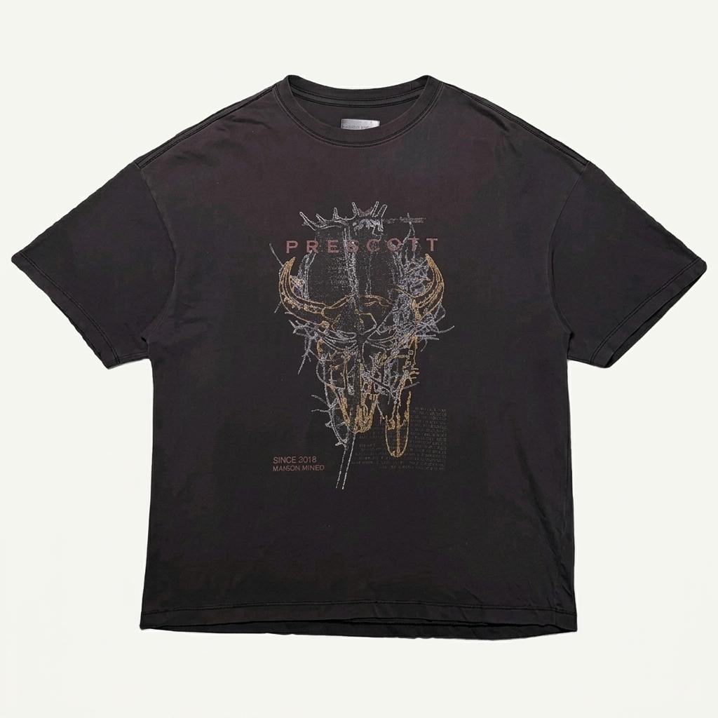 MAISON MINED 프레스콧 프린팅 반팔 티셔츠 차콜  L 1