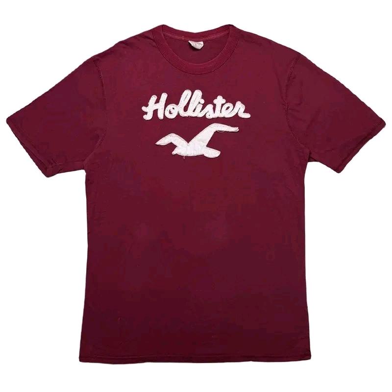 HOLLISTER 로고 반팔 티셔츠 버건디 XL 2