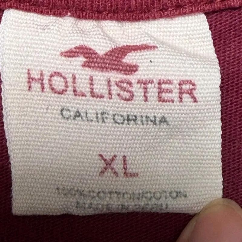 HOLLISTER 로고 반팔 티셔츠 버건디 XL 5