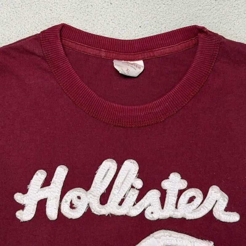 HOLLISTER 로고 반팔 티셔츠 버건디 XL 4