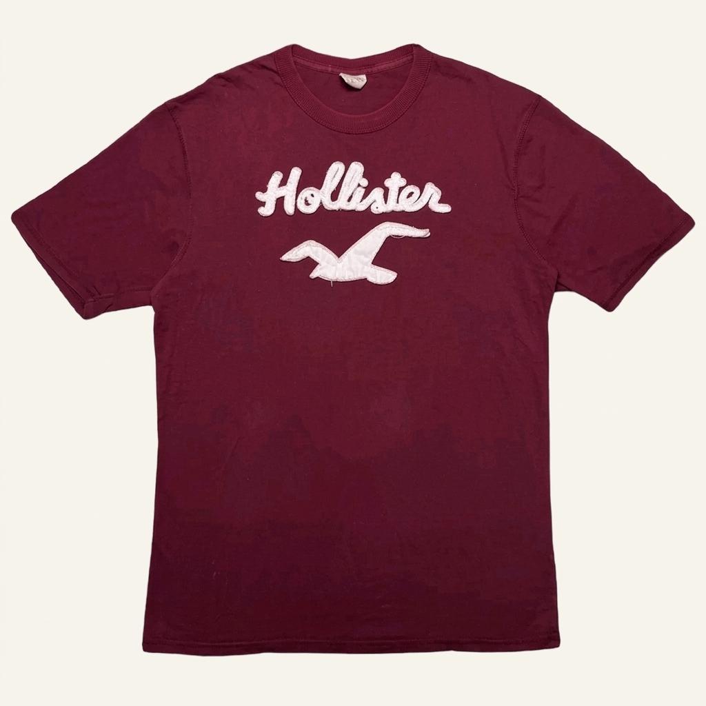 HOLLISTER 로고 반팔 티셔츠 버건디 XL 1