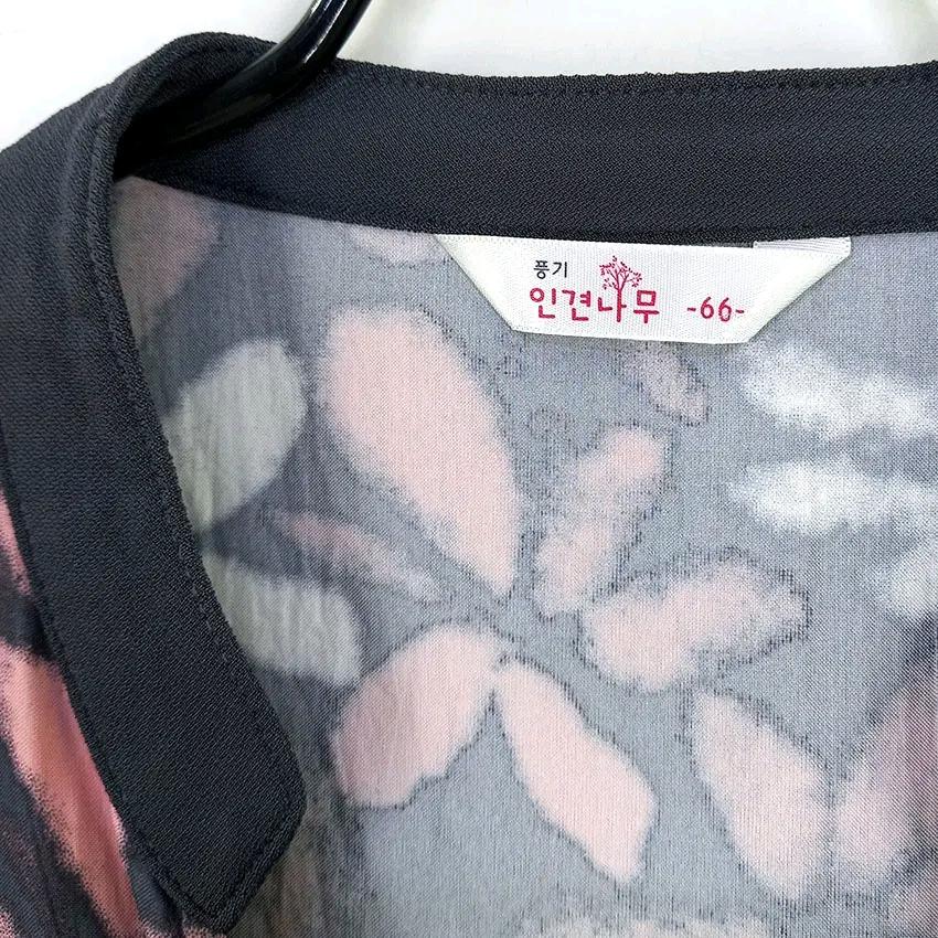 인견나무 여성 여름 플라워 롱반팔티 챠콜66 (HU46456) 5