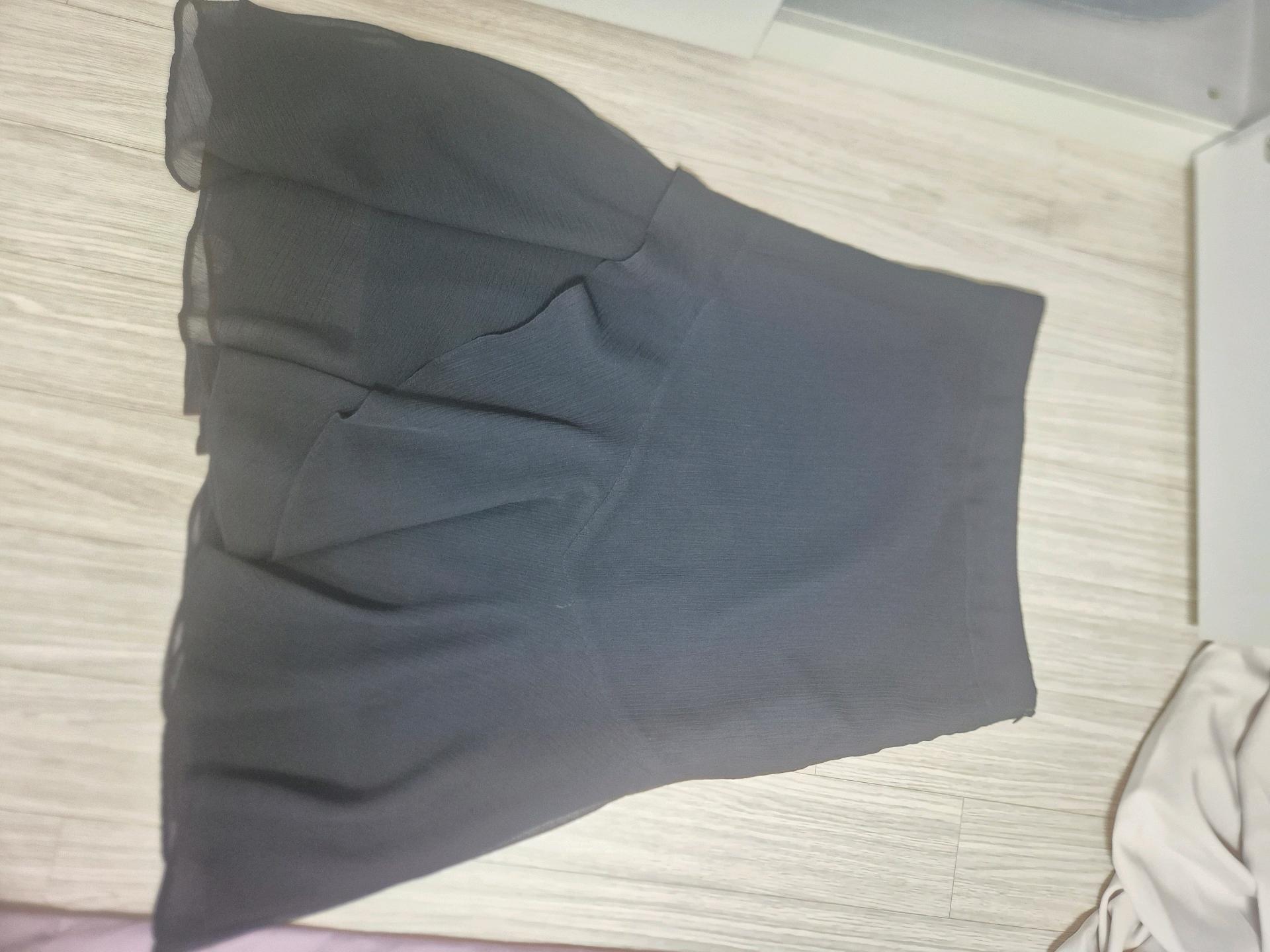블랙 시폰 플레어 미니스커트 2
