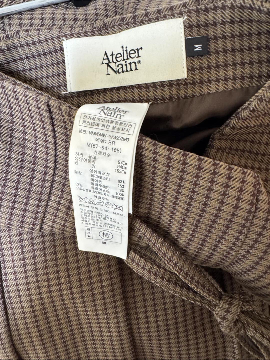 Atelier Nain 체크 플리츠 스커트 M 6