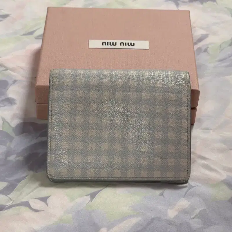 미우미우 깅엄체크 반지갑 풀박 단종 miu miu 3