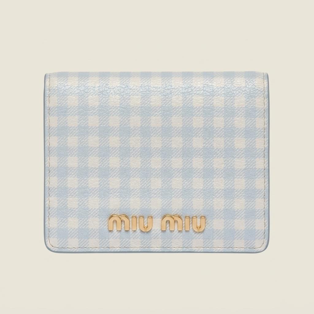 미우미우 깅엄체크 반지갑 풀박 단종 miu miu 1