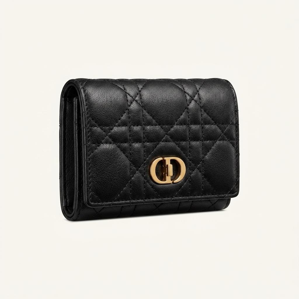 Dior Caro Glycine 지갑 블랙 서플 까나쥬 송아지 가죽 1