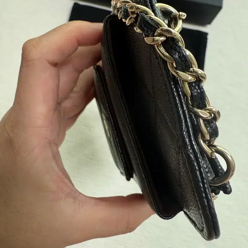 (31번대)샤넬 블랙 캐비어 플랩 카드지갑 금장 체인백 7