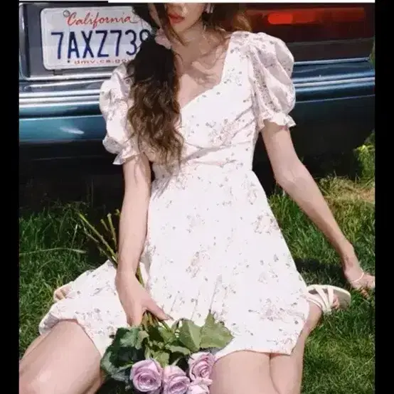 (M) 신스덴 로즈 펀칭 미니원피스 여름플로럴원피스 5