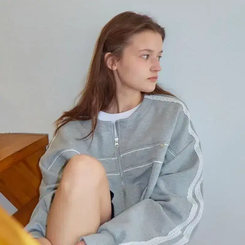 론론 LINE TORCHON SWEAT ZIP UP GREY 2