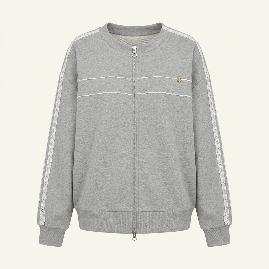 론론 LINE TORCHON SWEAT ZIP UP GREY 1