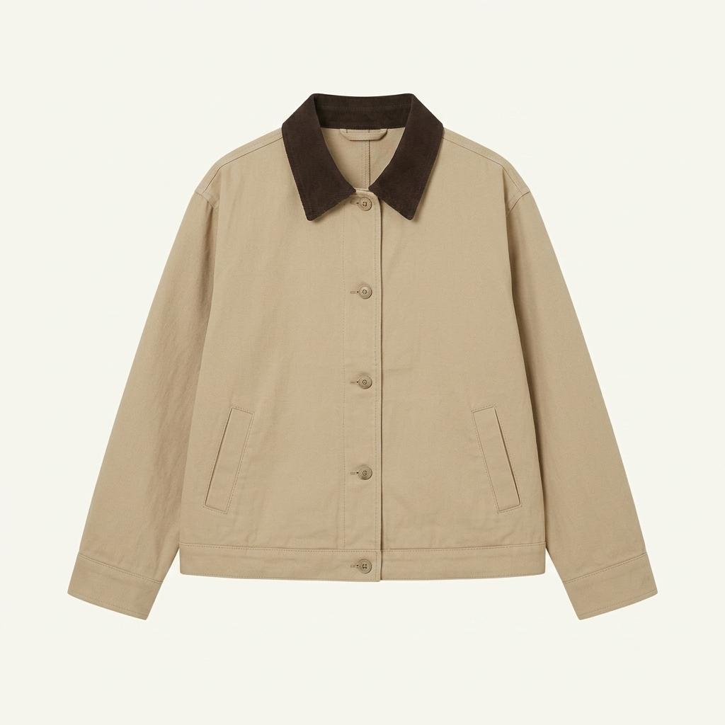 몽돌 코튼 워크 하프 자켓 베이지 MDJK039BEIGE 1