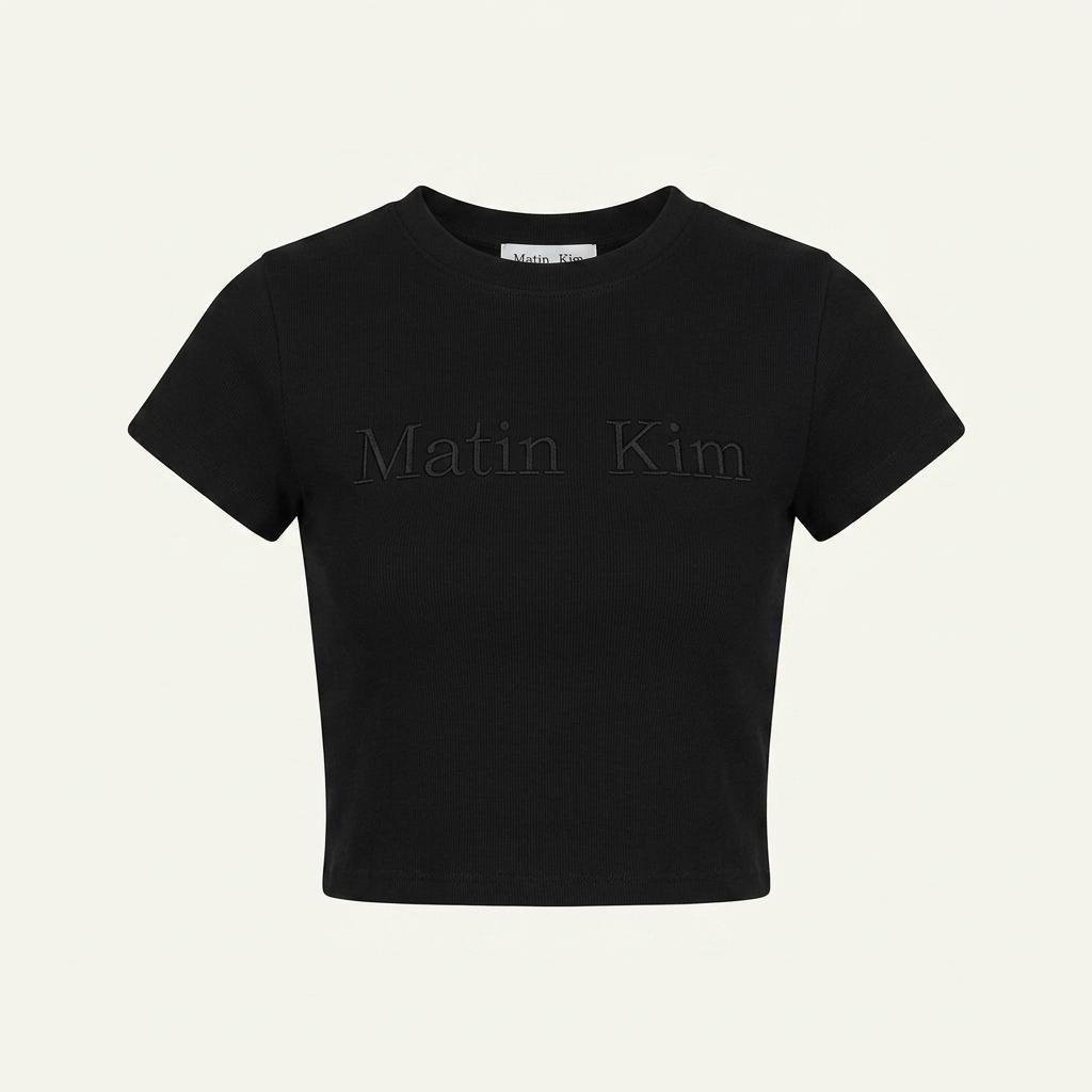 Matin Kim 마뗑킴 리버스 패치 로고 크롭탑 블랙 S 1