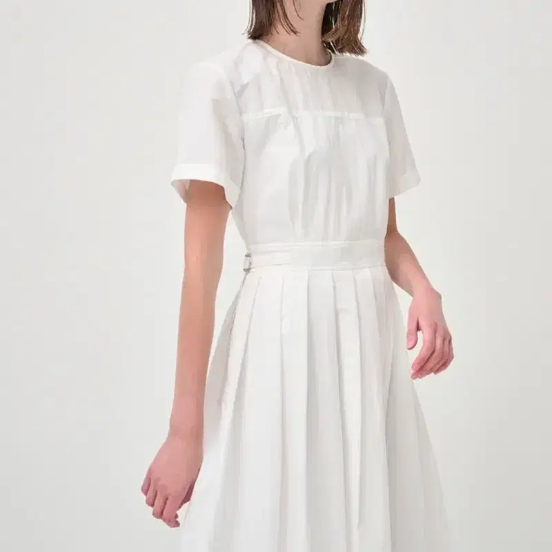 (택채새상품) 에트몽 Half Sleeve Pleats Dress, White 2