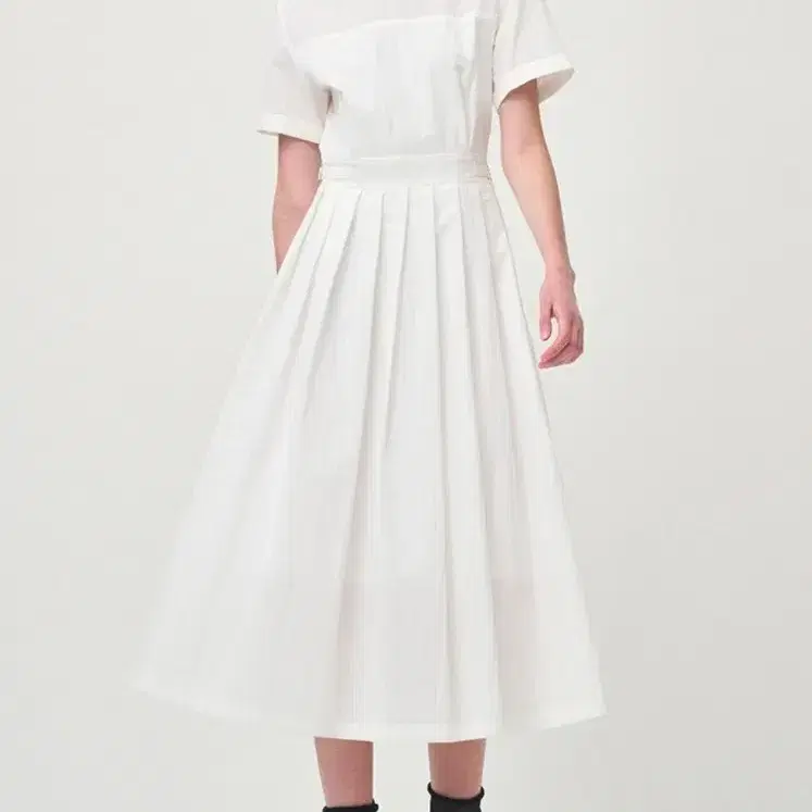 (택채새상품) 에트몽 Half Sleeve Pleats Dress, White 5