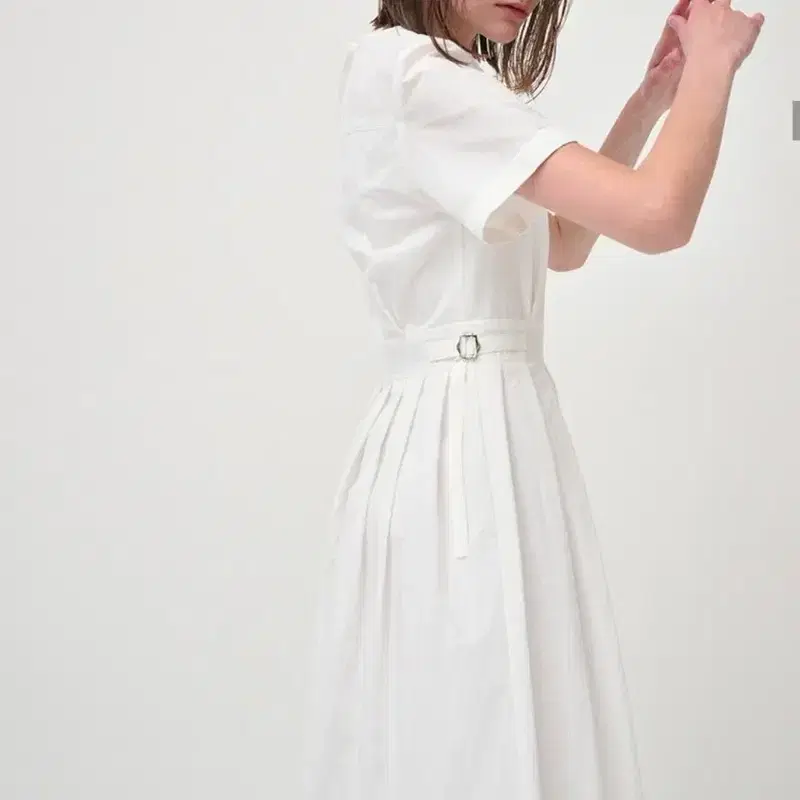 (택채새상품) 에트몽 Half Sleeve Pleats Dress, White 6