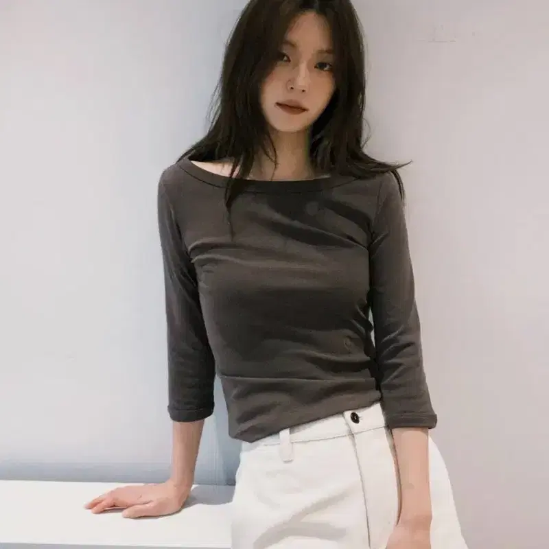 시티브리즈 보트넥 티셔츠 브라운 M 3
