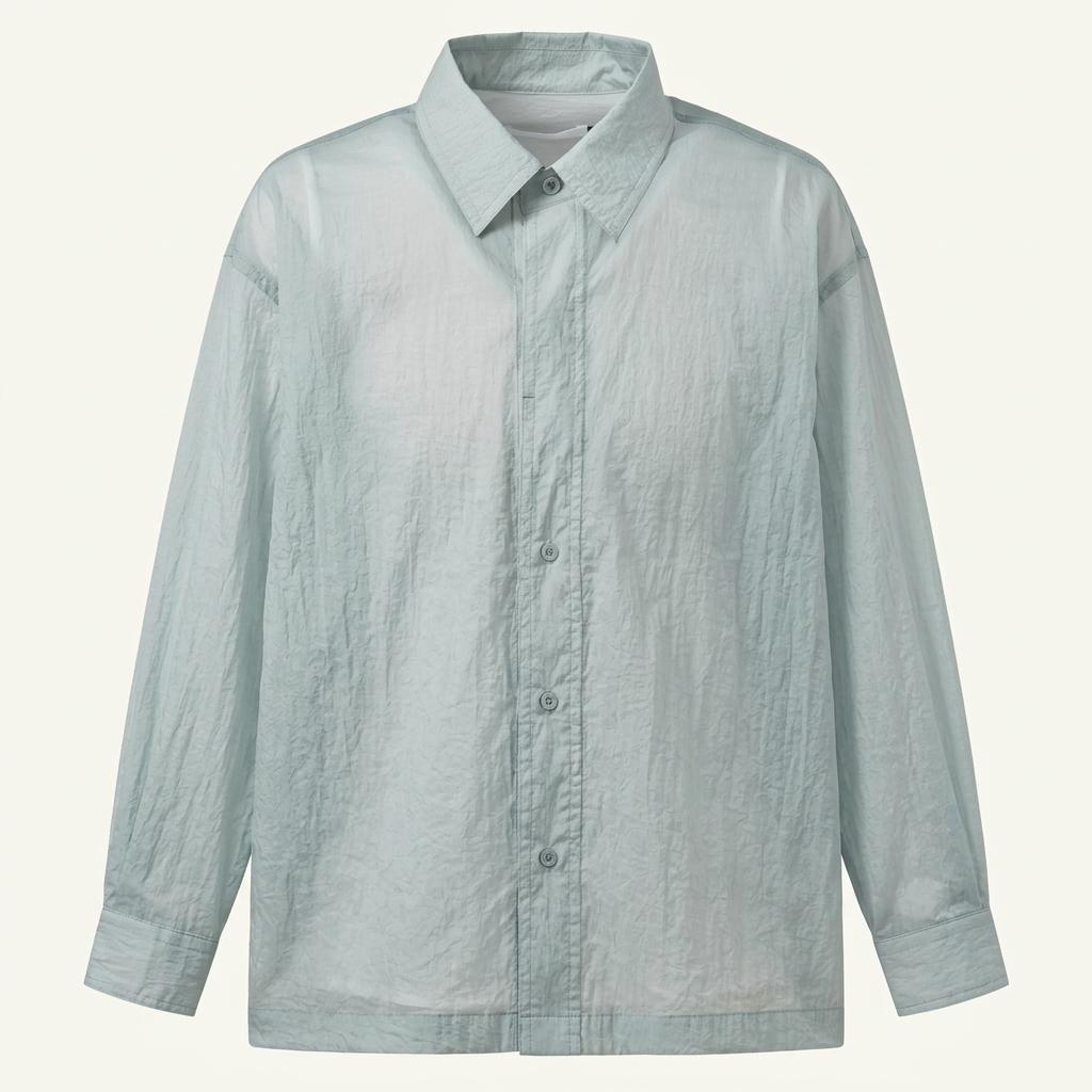 아모멘토 amomento SHEER Oversized Shirts Blue