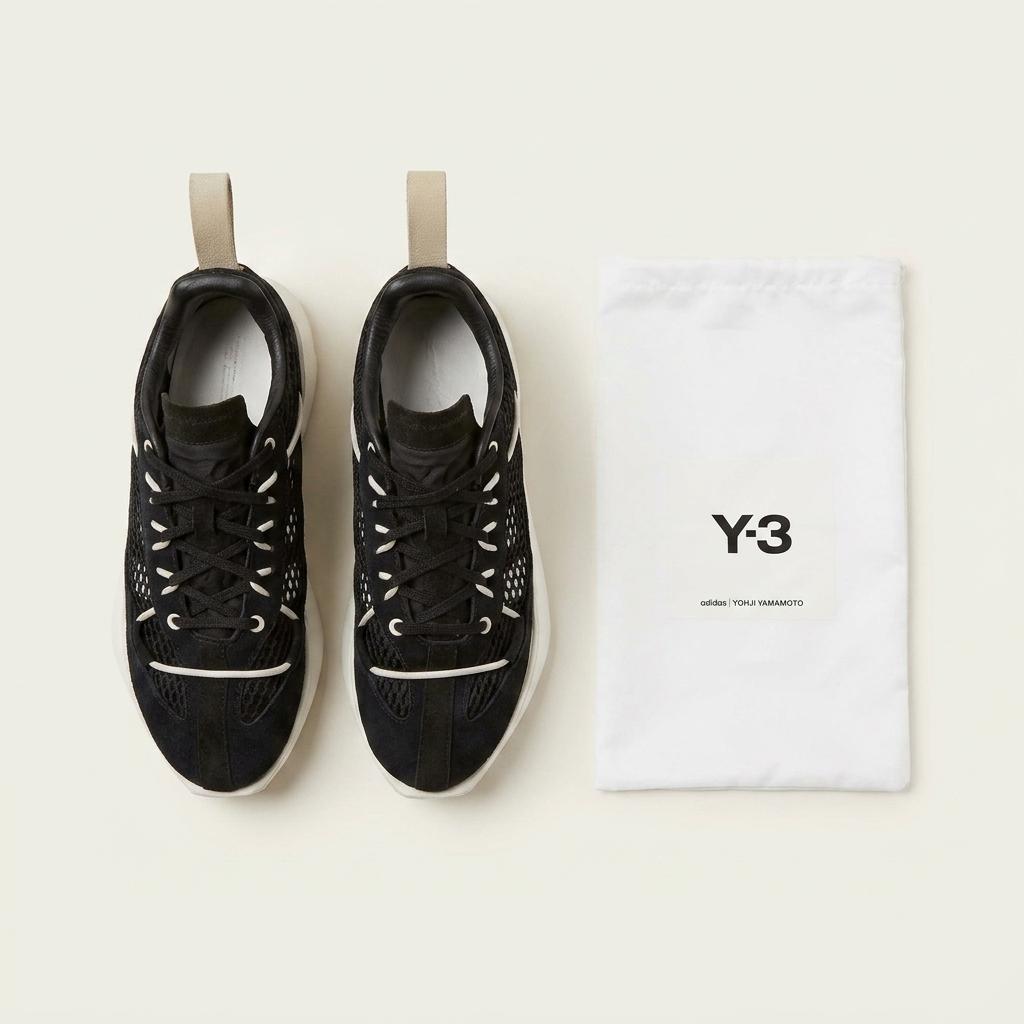 Y-3 블랙 스웨이드 메쉬 운동화