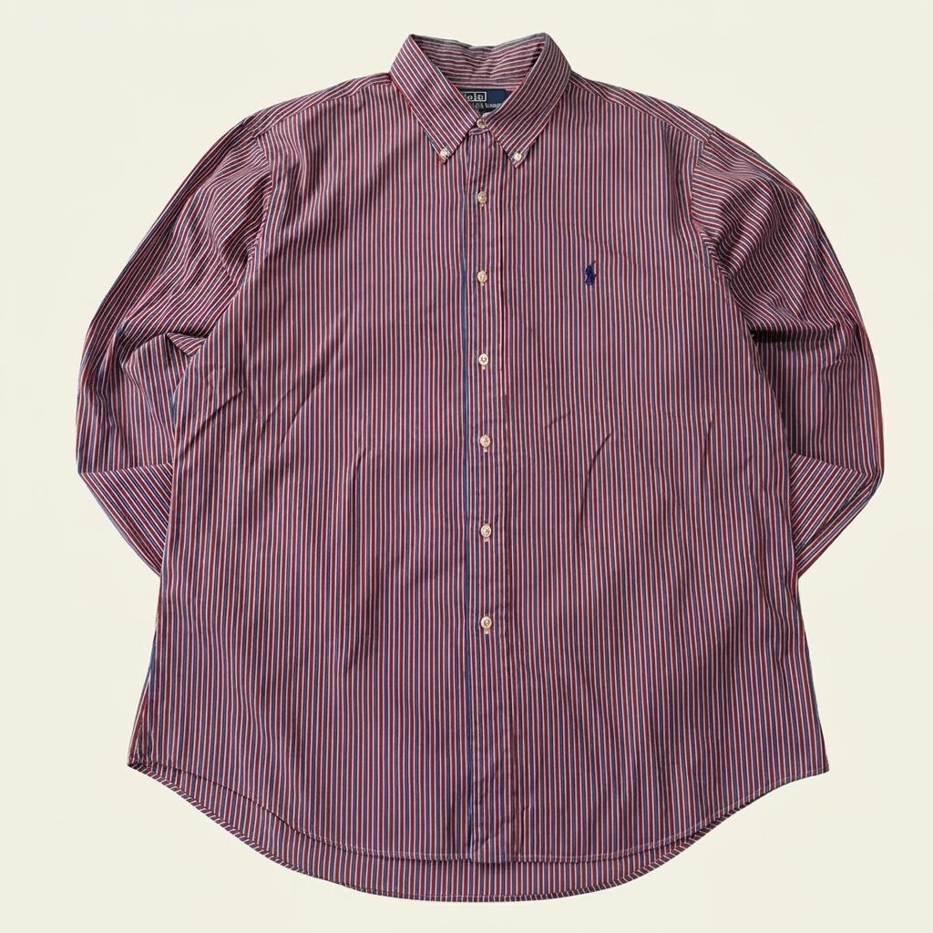 CA793 XL 폴로 커스텀핏 90s 레드블루 스트라이프 셔츠 남방