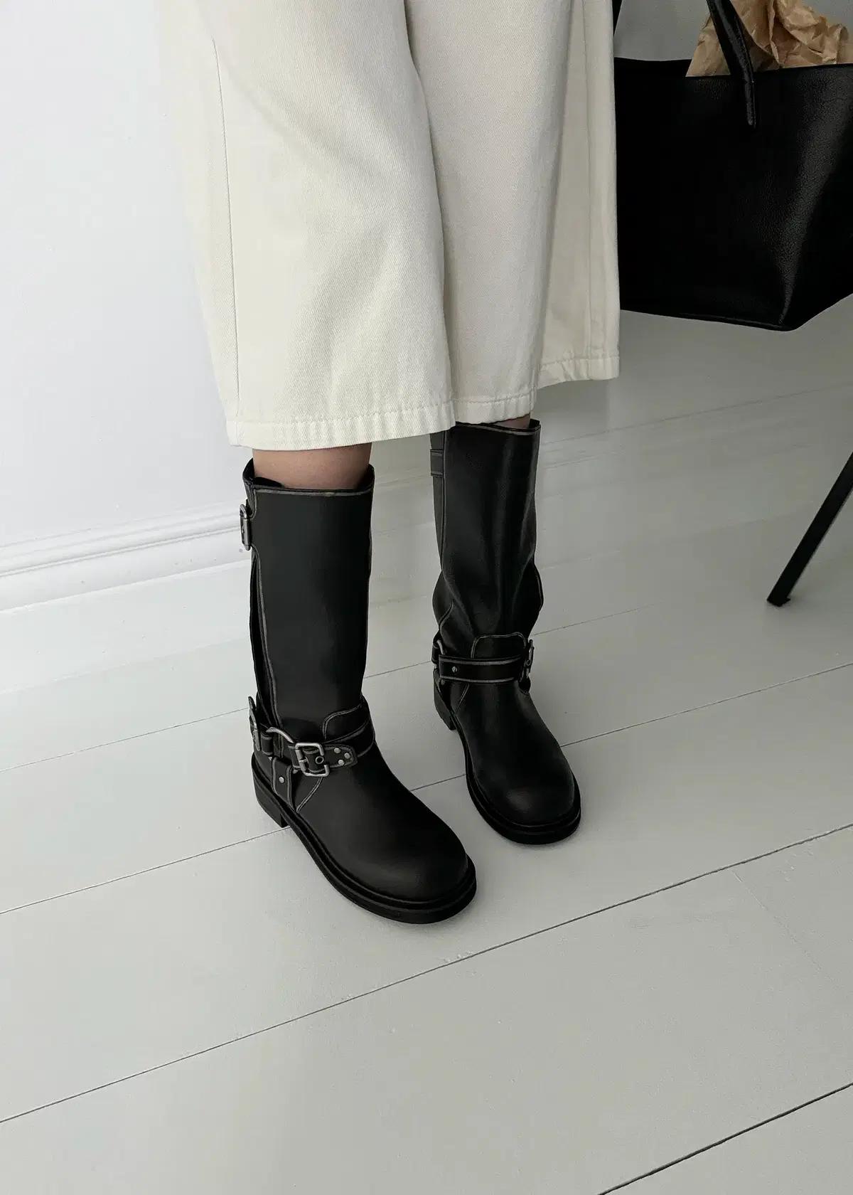 @9486 블랙 225-빈티지 버클부츠 4.5cm 하프부츠-새상품 7