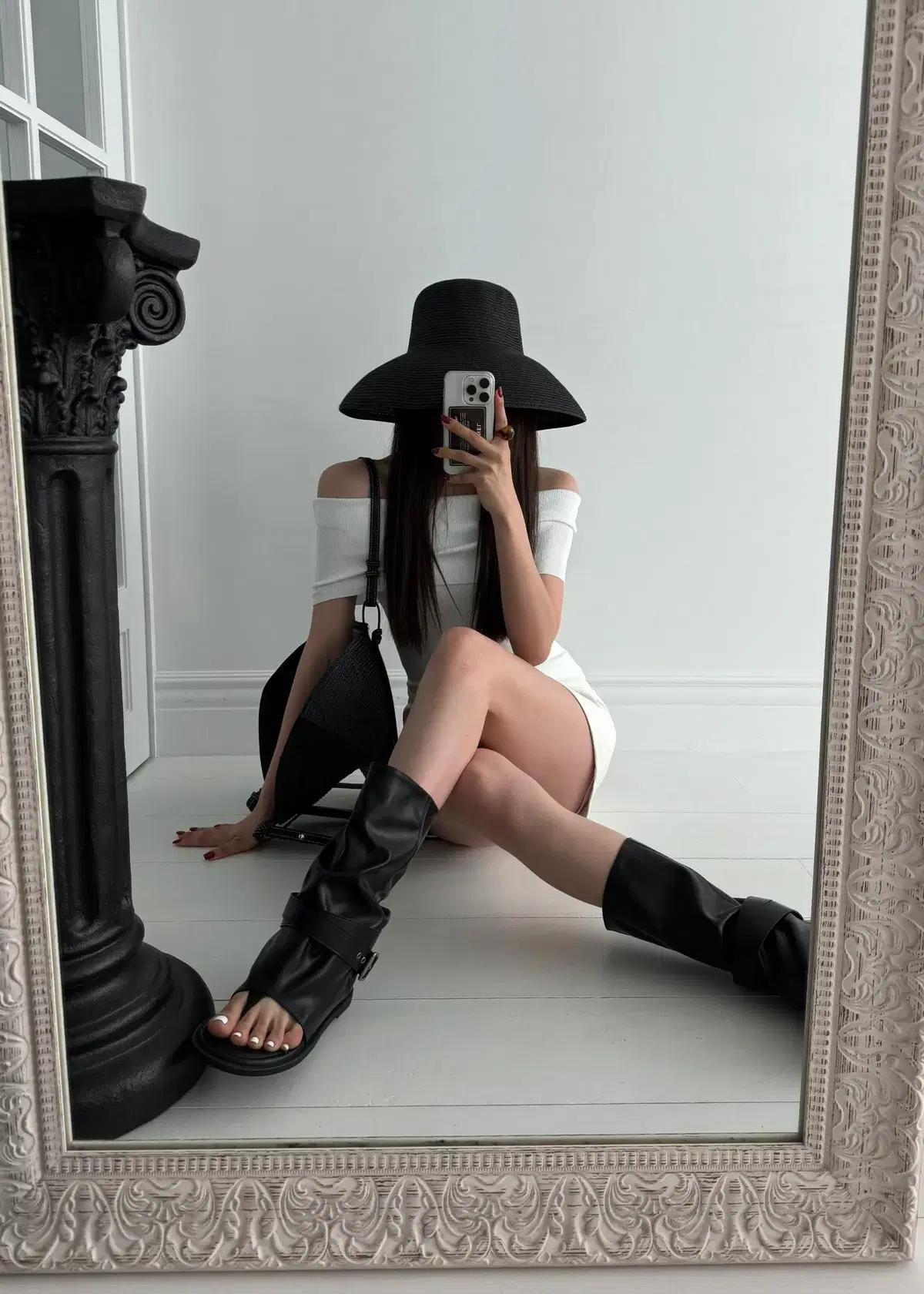 @9479 블랙 245-폴드오버 쪼리 하프부츠-새상품 8