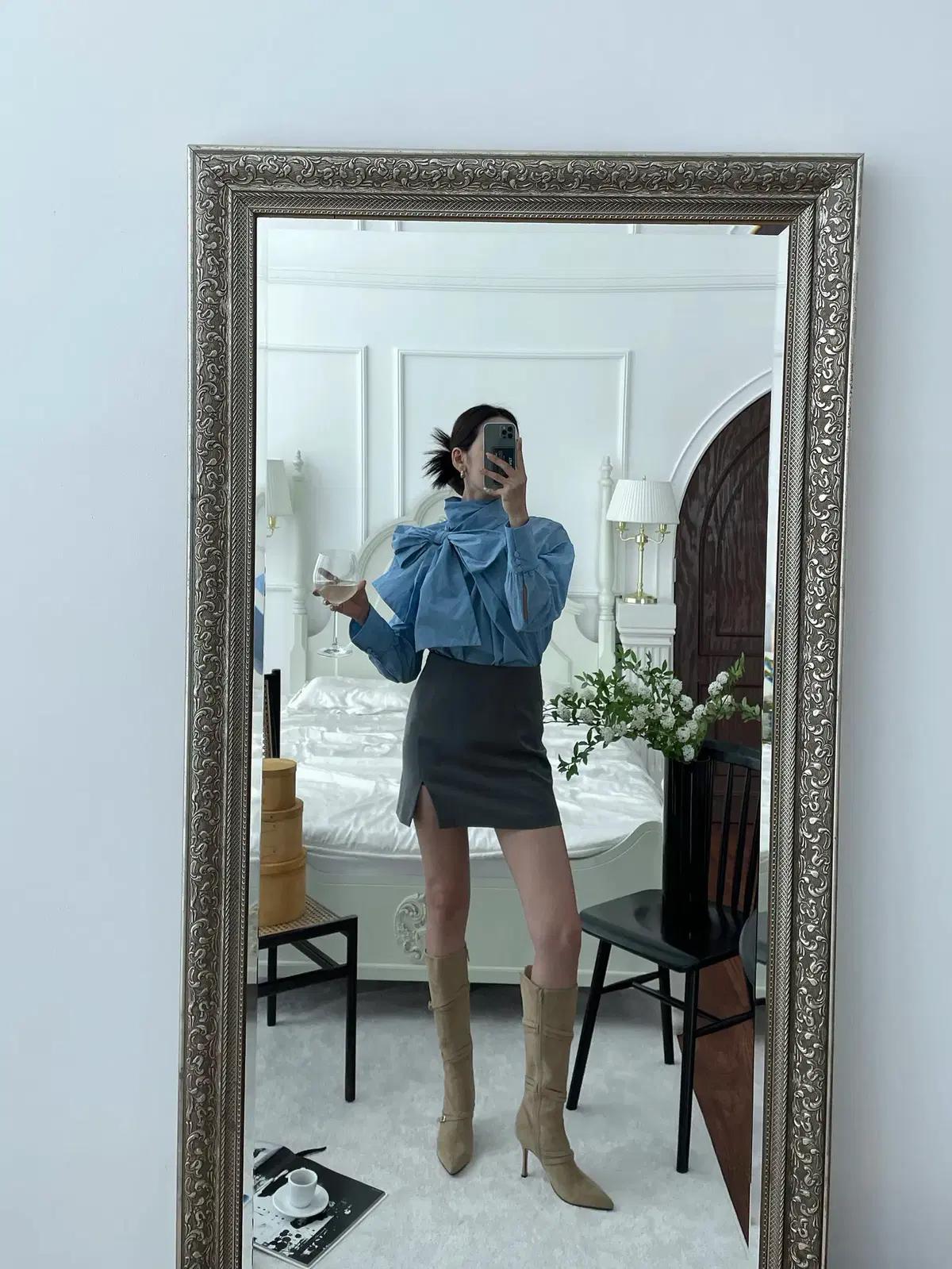 @9445 블랙 225-스웨이드 힐부츠 9cm 롱부츠-새상품 7
