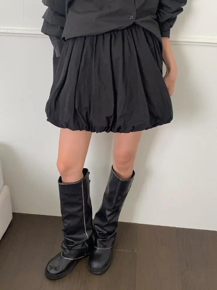 @372 블랙 240-바이커부츠 4cm 빈티지 롱부츠-새상품 9