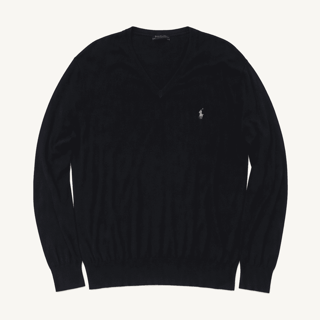 폴로 랄프로렌 오버핏 피마 코튼 브이넥 니트 블랙 L ~ XL