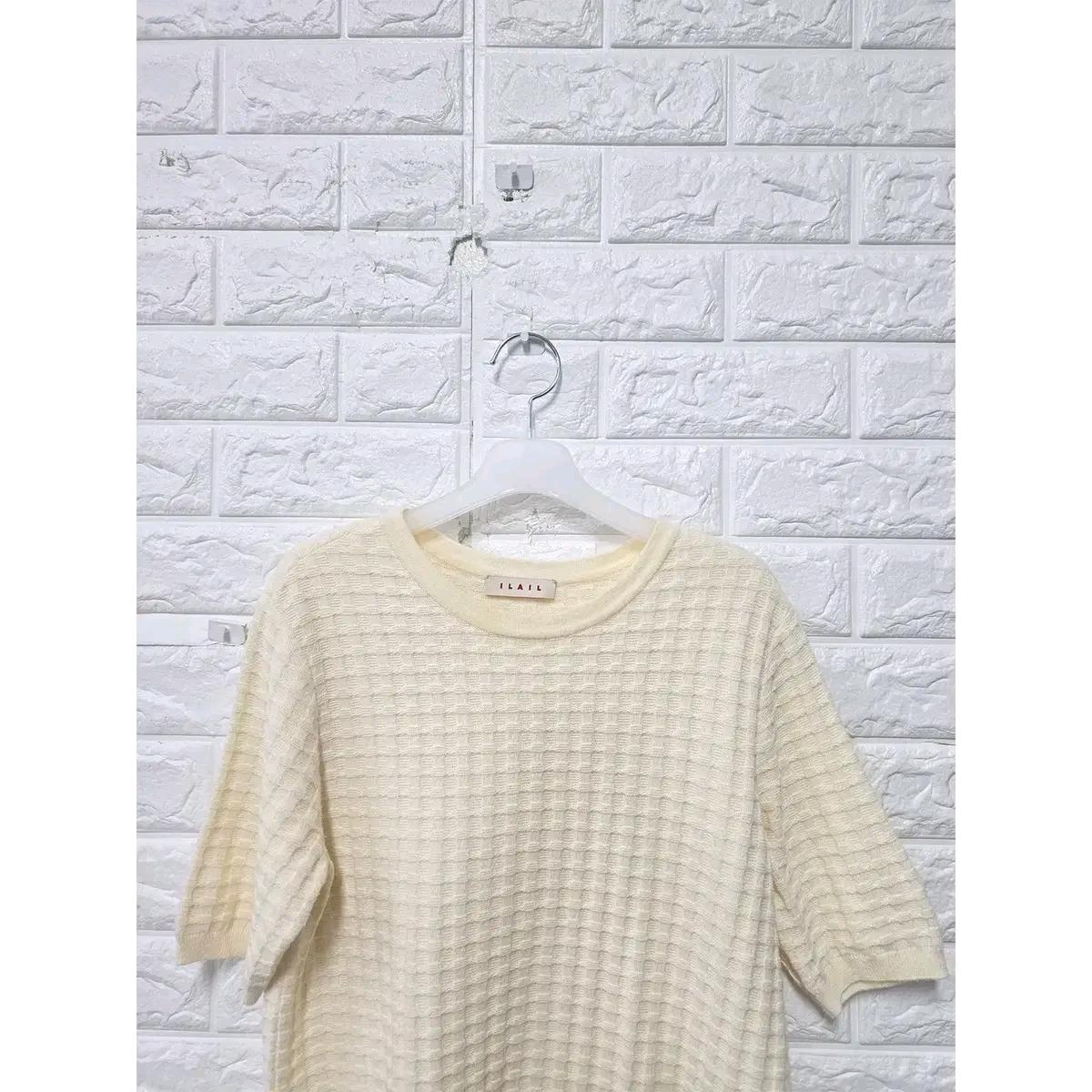 M 21s 일라일 ILAIL 아이보리 반팔 니트 E675 6
