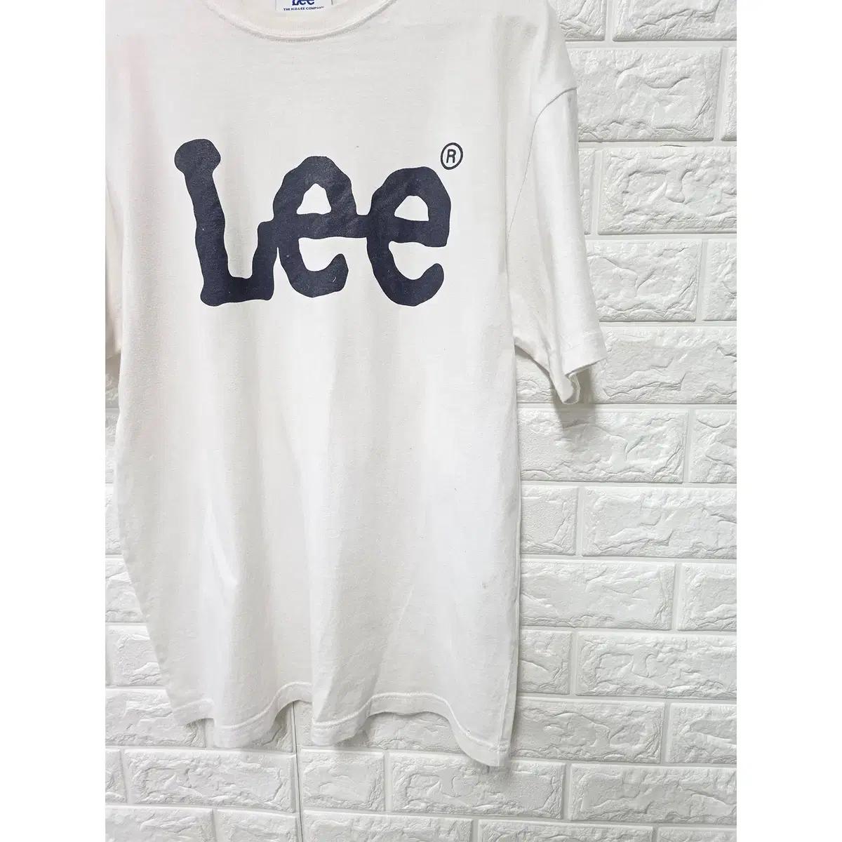 M 리 LEE 화이트 빅로고 반팔티 E683 6