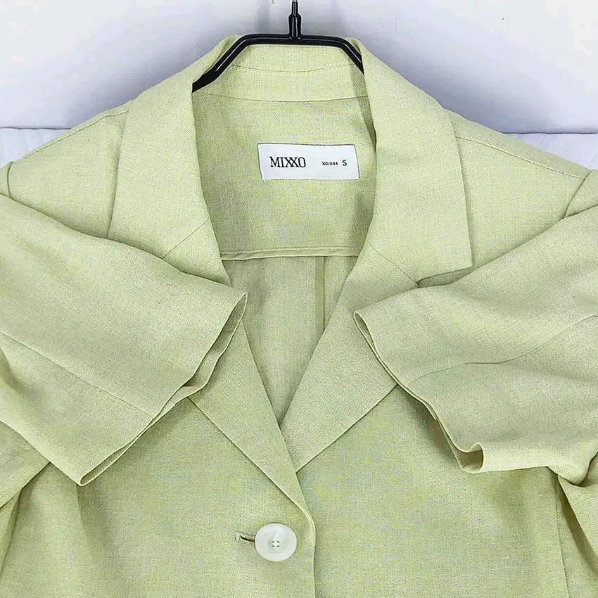 미쏘 여성 춘하 레이온혼방 투버튼 반팔자켓 라임84 (HU39930) 4