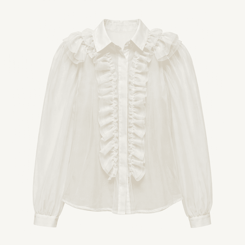 ZARA 화이트 프릴 시스루 블라우스 새상품