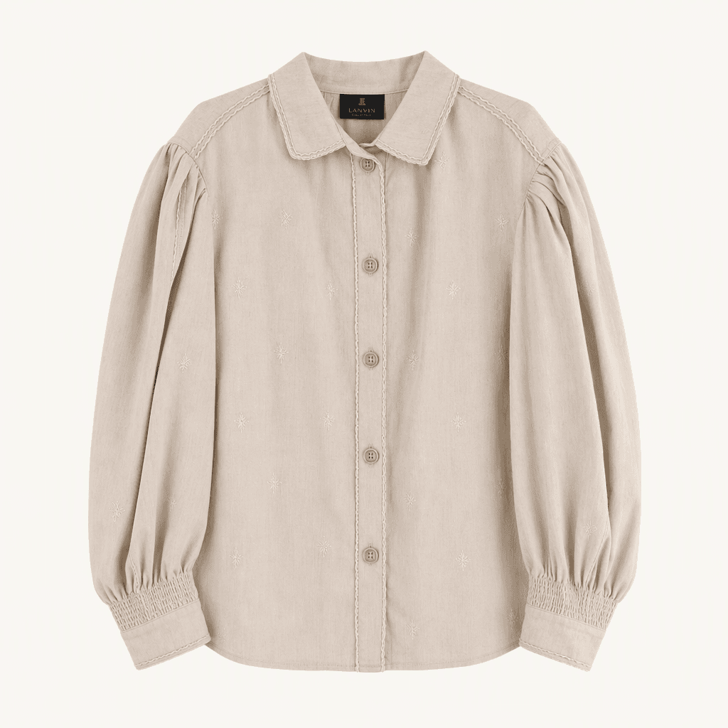 랑방컬렉션 퍼프소매 자수 셔츠 블라우스